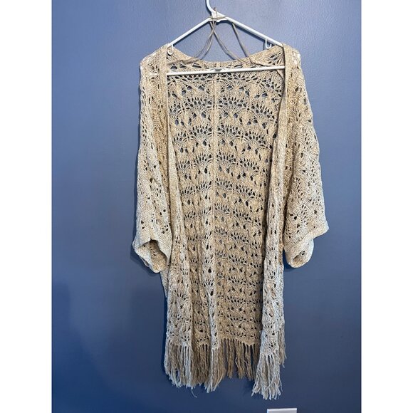 American Eagle Outfitters Cream Open-Knit Cardigan - Picture 1 of 8